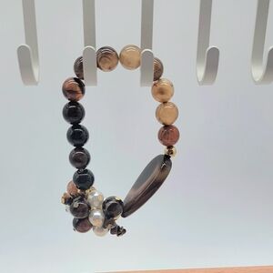 Hand Crafted Elegant Brown and Cream Bracelet